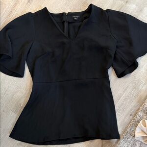 Ann Taylor Black Blouse with Puff Sleeves